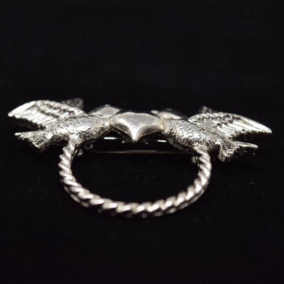 Vintage Love Birds Heart Brooch Doves Pin Silvertone Valentine Wedding - Picture 4 of 11